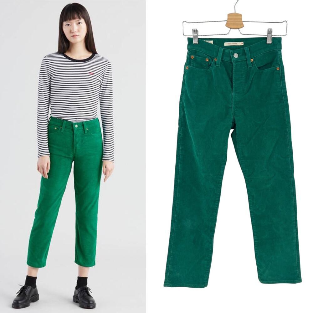 Levi's Wedgie Straight Fit Corduroy‎ Pants Green Size 24
